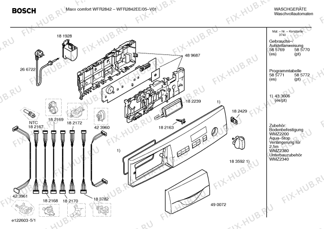 Схема №2 WFR2842EE Maxx comfort WFR2842 с изображением Таблица программ для стиралки Bosch 00585772