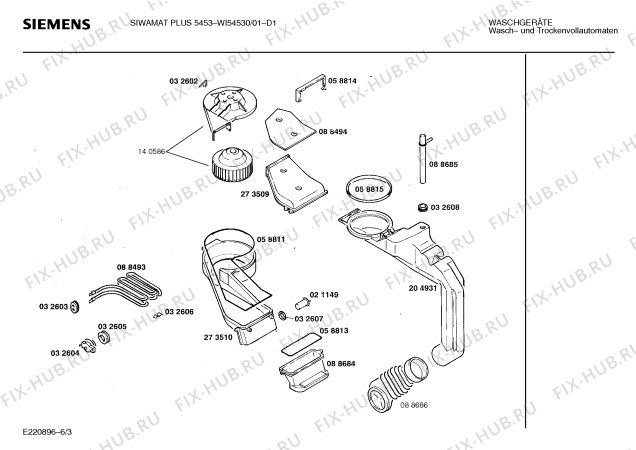 Взрыв-схема стиральной машины Siemens WI54530 SIWAMAT PLUS 5453 - Схема узла 03