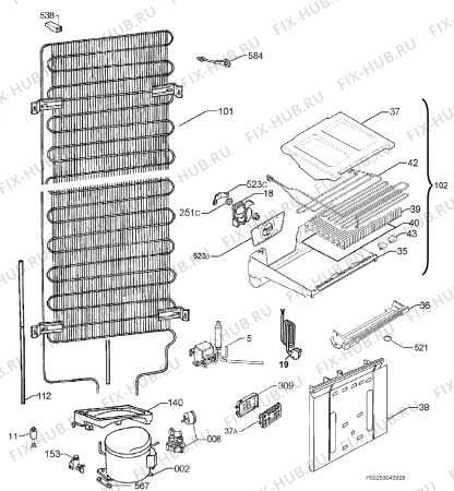 Взрыв-схема холодильника Electrolux S75388KG5 - Схема узла Cooling system 017