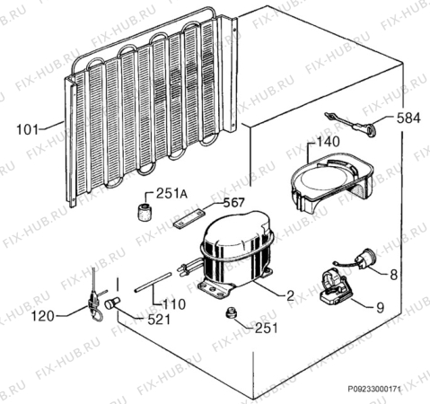 Взрыв-схема холодильника Zanussi ZT154RM - Схема узла Cooling system 017