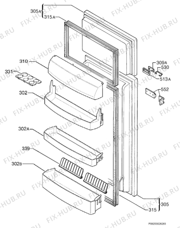 Взрыв-схема холодильника Electrolux ERN20600 - Схема узла Door 003