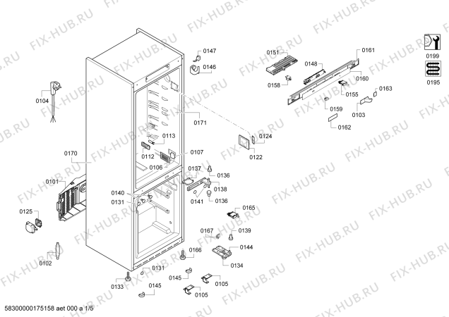Схема №4 KGN57SM30U с изображением Дверь морозильной камеры для холодильной камеры Bosch 00770812