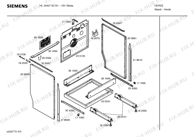 Взрыв-схема плиты (духовки) Siemens HL24427SC - Схема узла 02