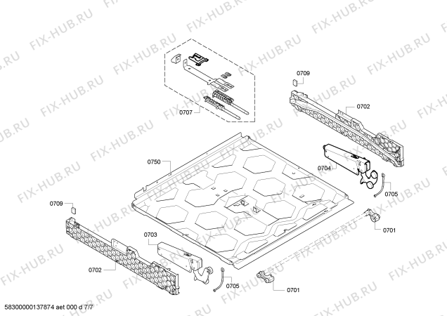 Взрыв-схема плиты (духовки) Neff B85H42N0MC - Схема узла 07