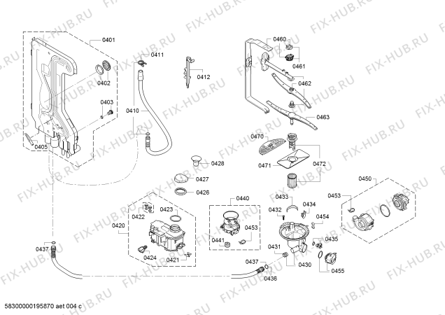 Взрыв-схема посудомоечной машины Bosch SMS45IW01B, SilencePlus, Serie4 - Схема узла 05
