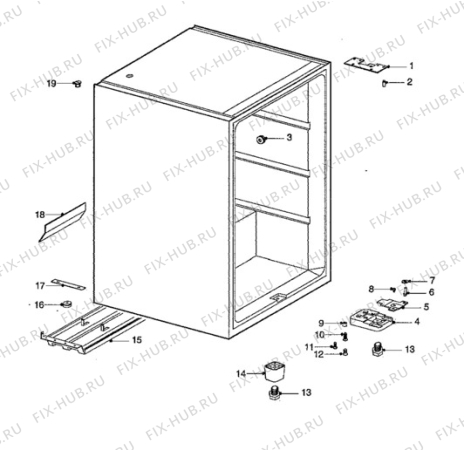 Взрыв-схема холодильника Husqvarna Electrolux QT39F - Схема узла Cabinet + armatures