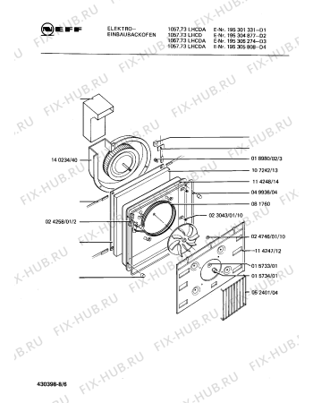 Взрыв-схема плиты (духовки) Neff 195305274 1057.73LHCDA - Схема узла 06
