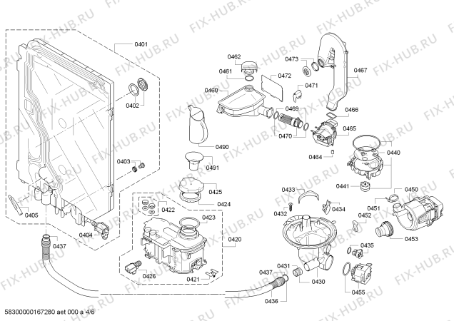 Взрыв-схема посудомоечной машины Siemens SN45M232SK - Схема узла 04