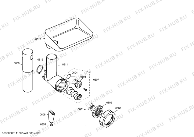 Схема №5 0710014642 с изображением Загрузочный лоток для кухонного комбайна Bosch 00085707
