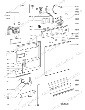Схема №1 ADP 4619 IX с изображением Панель для электропосудомоечной машины Whirlpool 480140100787