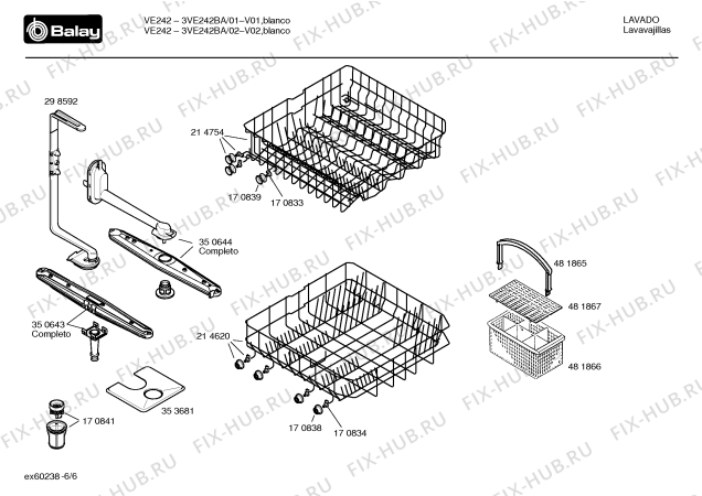 Взрыв-схема посудомоечной машины Balay 3VE242BA VE242 - Схема узла 06