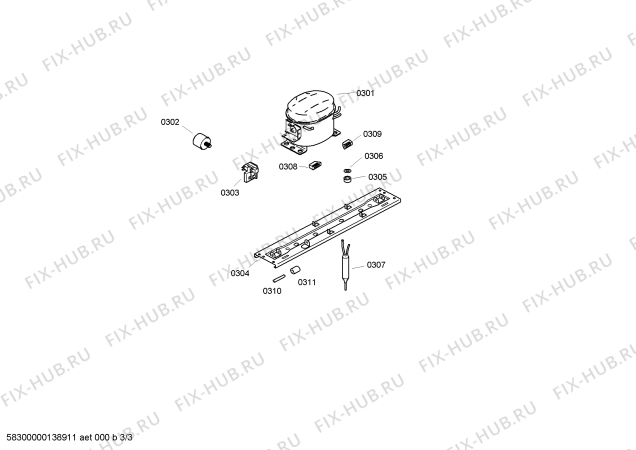Взрыв-схема холодильника Siemens KK22F67TI - Схема узла 03