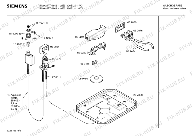 Взрыв-схема стиральной машины Siemens WE61420EU SIWAMAT 6142 - Схема узла 05