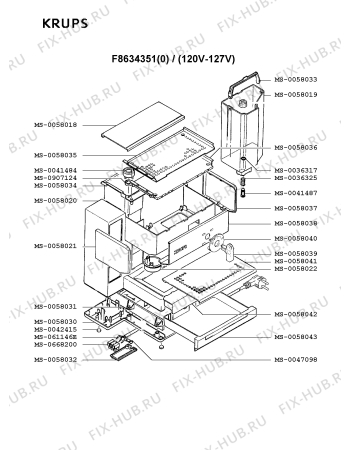 Взрыв-схема кофеварки (кофемашины) Krups F8634351(0) - Схема узла LP001834.5P2