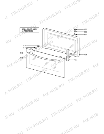 Взрыв-схема плиты (духовки) Parkinson Cowan CSIG511GRN (STRATA) - Схема узла H10 Grill door assy