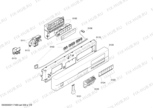 Схема №4 SE25M277FF с изображением Модуль управления для посудомойки Siemens 00499879