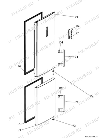 Взрыв-схема холодильника Aeg RCB74711NX - Схема узла Door 003