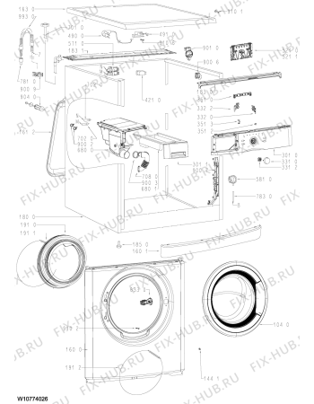 Схема №1 AWO/D 5012 с изображением Блок управления для стиральной машины Whirlpool 481010770719