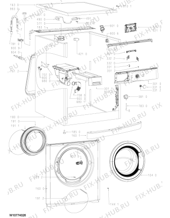 Схема №1 AWC 7100 N с изображением Декоративная панель для стиралки Whirlpool 481010764249