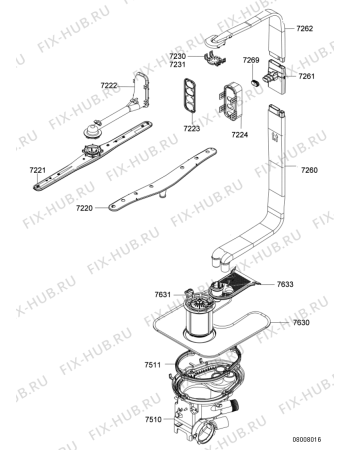 Взрыв-схема посудомоечной машины Kitchen Aid KDSXS 82131 - Схема узла