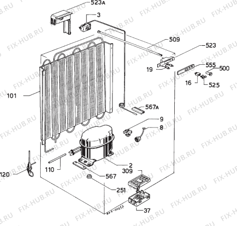 Взрыв-схема холодильника Electrolux TF4220 - Схема узла Cooling system 017