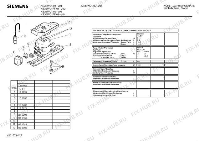 Взрыв-схема холодильника Siemens KS36W01FF - Схема узла 02