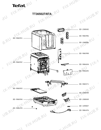 Схема №1 TT365027/87A с изображением Блок управления для тостера (фритюрницы) Tefal SS-986998