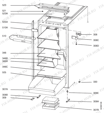 Взрыв-схема холодильника Aeg S1762-5I - Схема узла Section 2