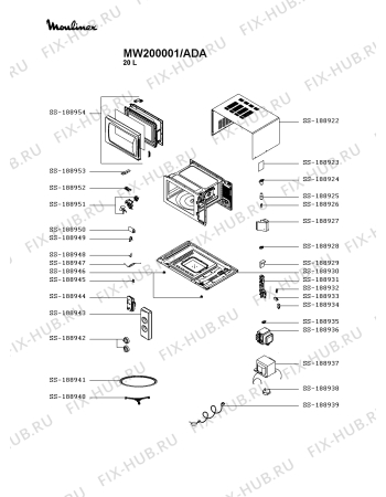 Схема №1 MW200001/ADA с изображением СВЧ-генератор для микроволновой печи Moulinex SS-188936