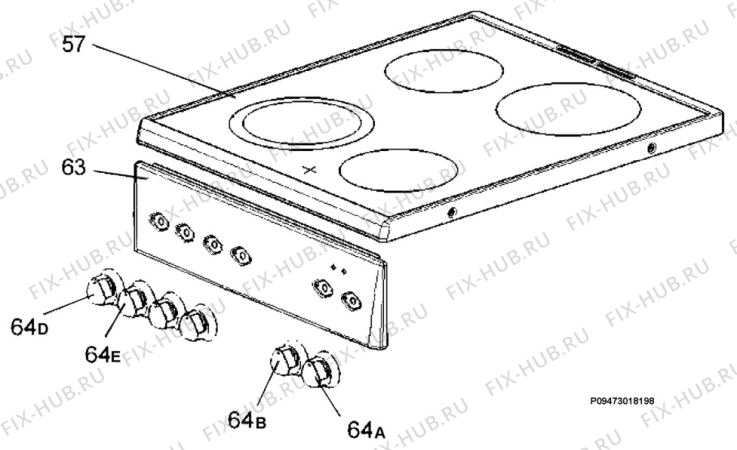 Взрыв-схема плиты (духовки) Husqvarna QSG5440 - Схема узла Section 4
