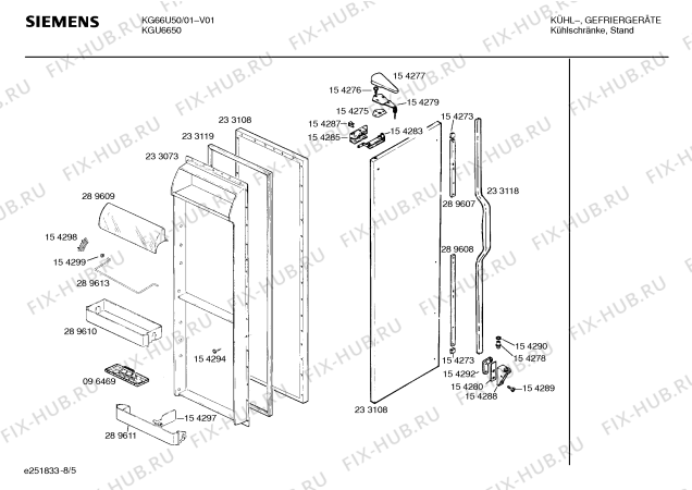 Схема №4 KGU6650 с изображением Внешняя дверь для холодильника Siemens 00233120
