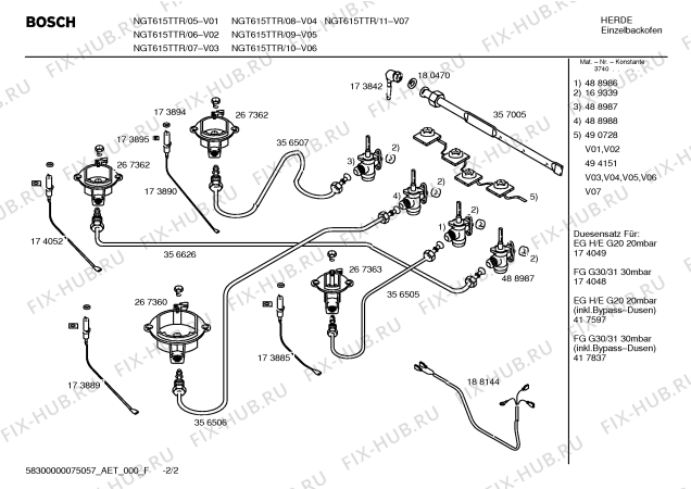 Схема №2 NGT615TTR с изображением Уплотнитель для плиты (духовки) Bosch 00425995