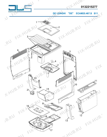 Схема №3 ECAM25462S с изображением Панель для электрокофемашины DELONGHI 7313229841