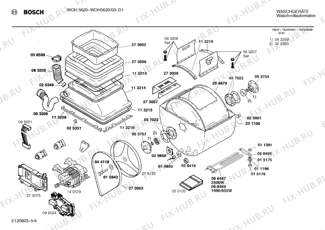 Схема №3 WOH5620 WOH 5620 с изображением Панель для стиральной машины Bosch 00281912