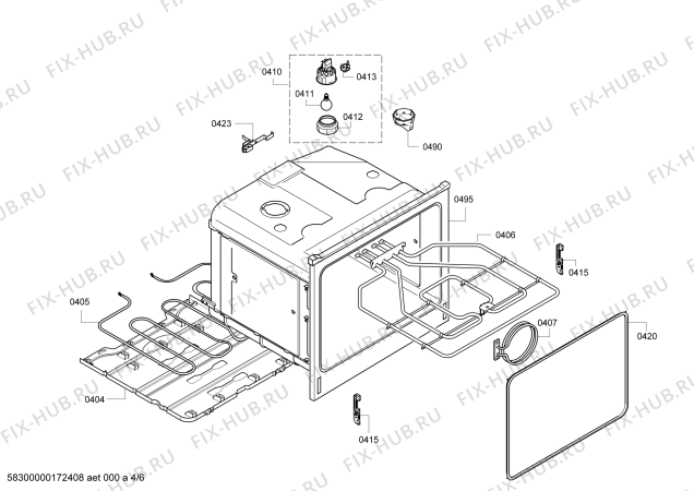 Взрыв-схема плиты (духовки) Constructa CF232253IL - Схема узла 04