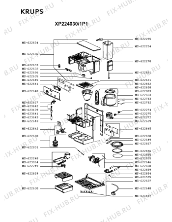 Схема №1 XP224010/1P2 с изображением Трубка для электрокофеварки Krups MS-622801