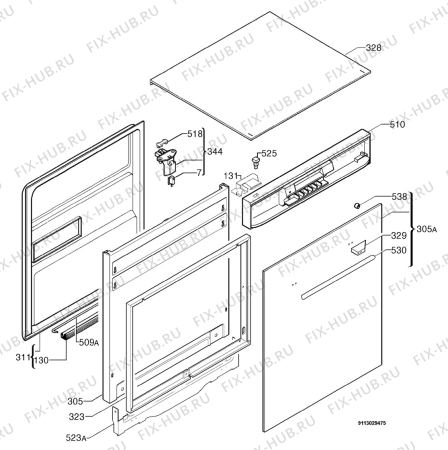 Взрыв-схема посудомоечной машины Electrolux EX601ISB - Схема узла Door 003