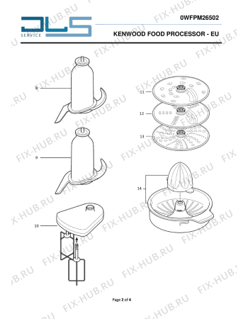 Взрыв-схема кухонного комбайна KENWOOD FPM265 Multipro Compact Food Processor with Centrifugal Juicer - Схема узла 2