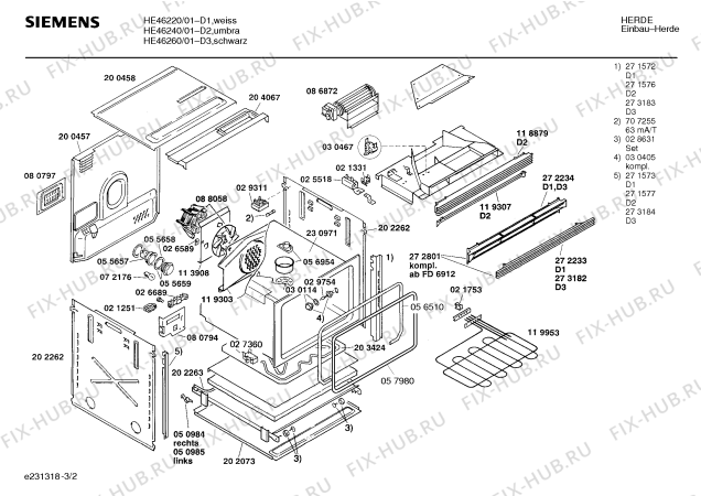 Взрыв-схема плиты (духовки) Siemens HE46260 - Схема узла 02