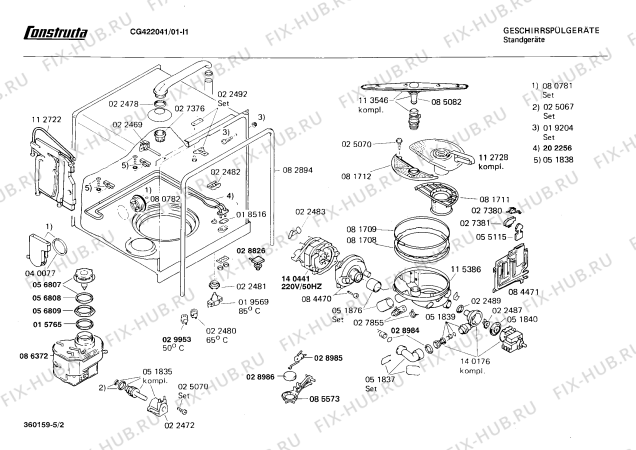 Взрыв-схема посудомоечной машины Constructa CG422041 - Схема узла 02