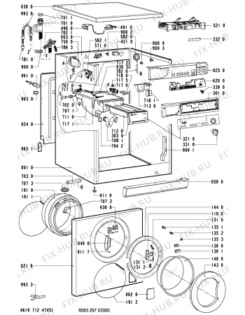 Схема №1 WA 6551 W-D с изображением Обшивка для стиралки Whirlpool 481245210192