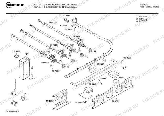 Взрыв-схема плиты (духовки) Neff E2133G2RK 2071.04-10 - Схема узла 06