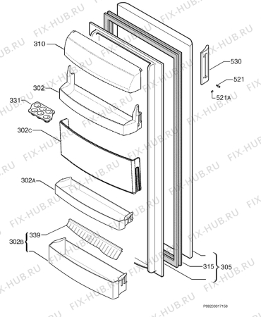 Взрыв-схема холодильника Zanussi ZRC38S8 - Схема узла Door 003