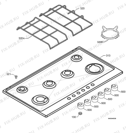 Взрыв-схема плиты (духовки) Electrolux EHG9804X - Схема узла Hob 271