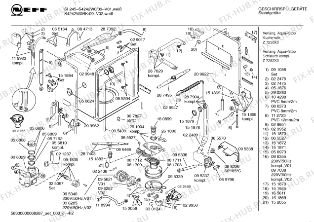 Схема №4 S4242G1RK с изображением Инструкция по эксплуатации для посудомойки Bosch 00518268
