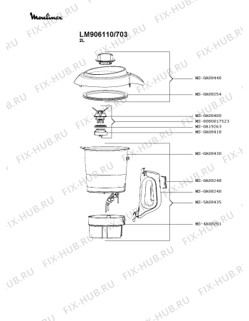 Схема №2 LM906110/703 с изображением Часть корпуса для электромиксера Moulinex MS-0A08511