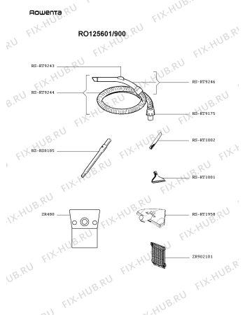 Взрыв-схема пылесоса Rowenta RO125601/900 - Схема узла RP003998.7P2