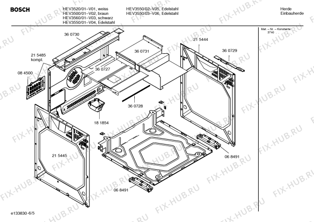 Взрыв-схема плиты (духовки) Bosch HEV3520 - Схема узла 05