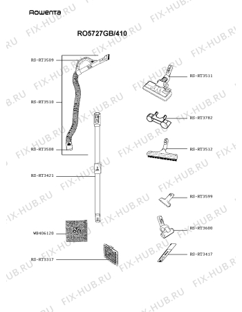Взрыв-схема пылесоса Rowenta RO5727GB/410 - Схема узла JP004487.5P3