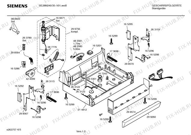 Взрыв-схема посудомоечной машины Siemens SE28M240 Extraklasse - Схема узла 05